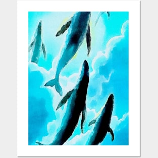 flying whales Posters and Art